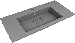 Style Line Тумба с кварцевой раковиной серый шелк Лима 100 Plus эмаль белая матовая – фотография-3